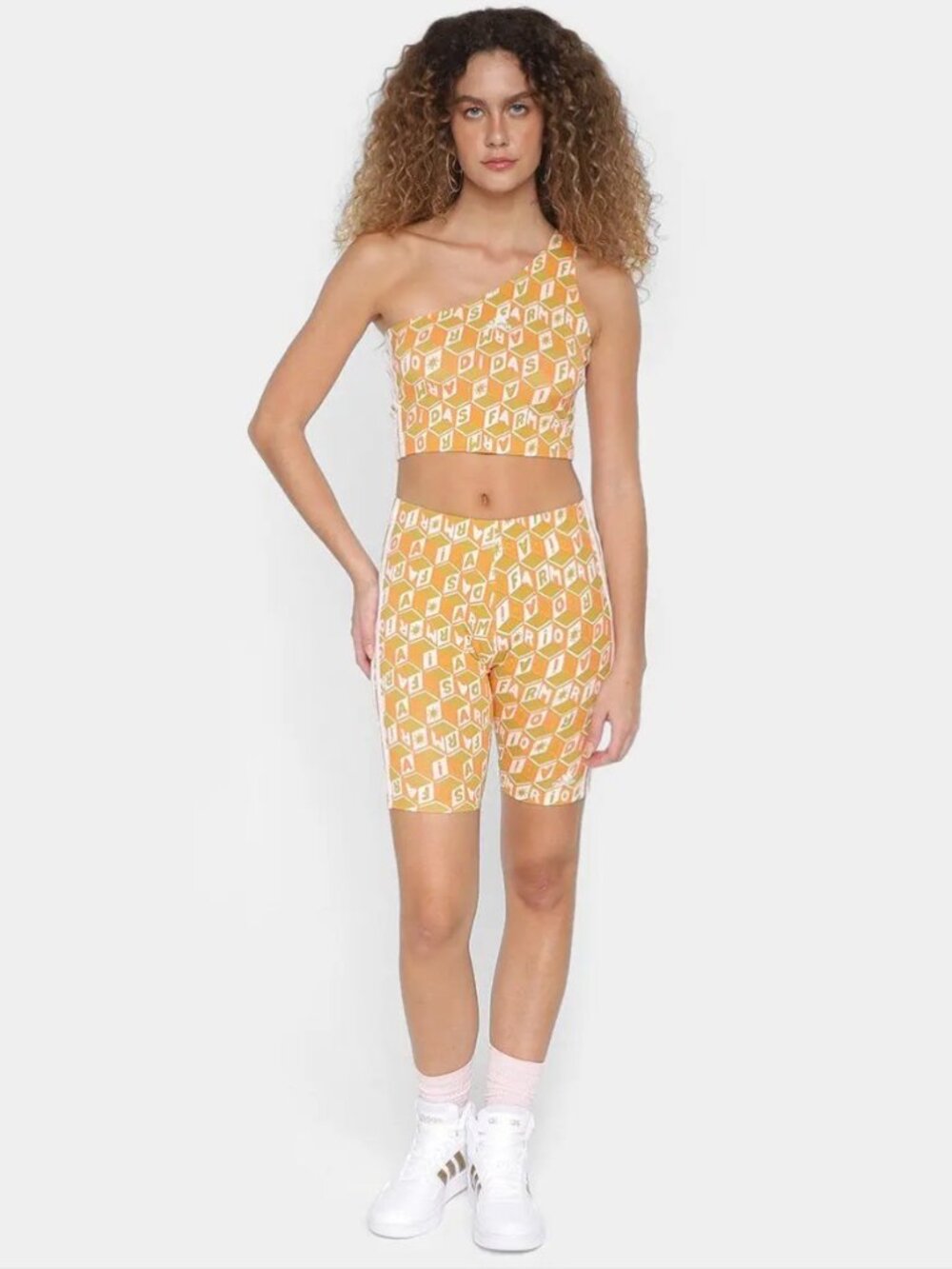 Farm Rio NWOT Small One Shoulder Crop Top & Biker Shorts Set